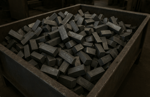 Manufacturing Diffuse preset with steel billets in factory bin