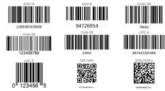 Supported barcodes