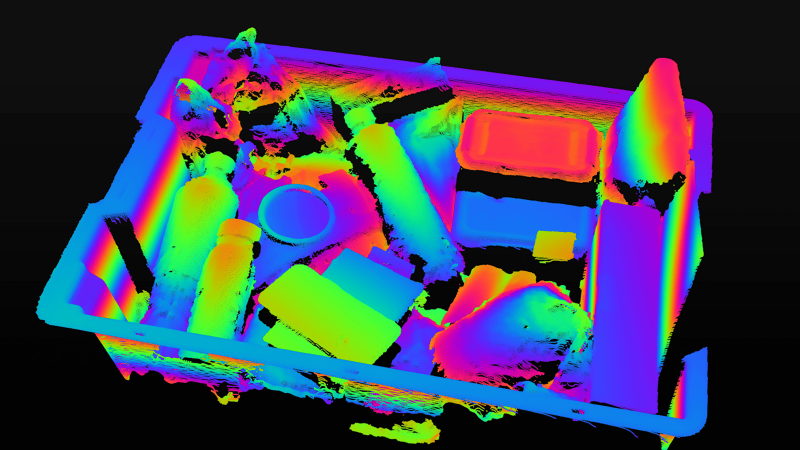 Typical piece picking objects with transparent items_depth map