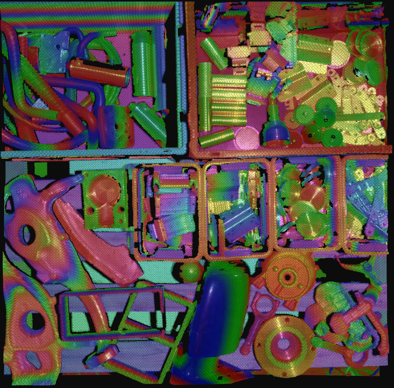 Shiny metallic parts with Manufacturing Specular - RGB+Depth image